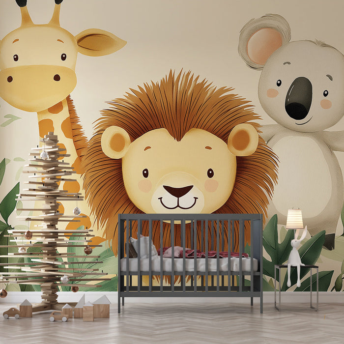 Carta da parati animali | Adorabili illustrazioni della giungla per bambini