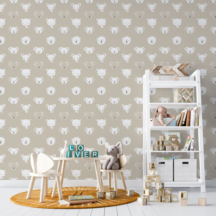 Fototapet søde dyr | Bløde mønstre af dyrefjæs på en neutral baggrund