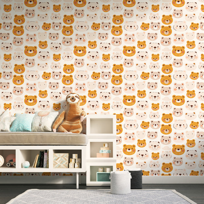 Tapeta s roztomilými zvířaty | Zvířecí hlavy s úsměvnými tvářemi na světlém pozadí