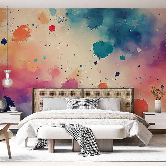 Mural Wallpaper colorful watercolor | Bright and abstract patterns for a dynamic atmosphere