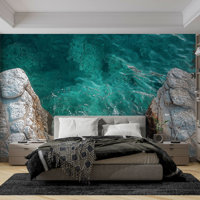 Fototapet akvatiske | Trapp som fører til et blendende turkis vann