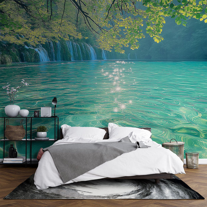 Tapet acvatic | Reflecții strălucitoare pe apă turcoaz idilică