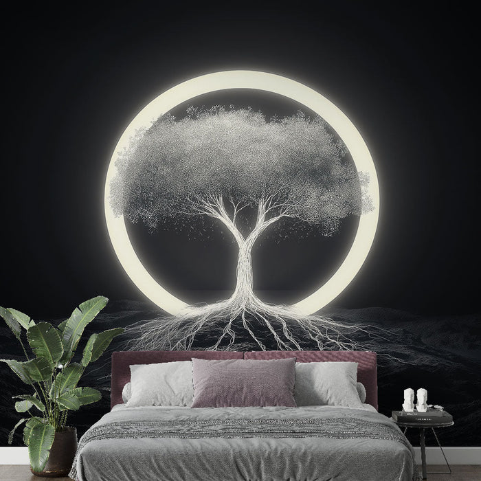 Papel de parede arvore da vida | Arvore da vida em um círculo luminoso