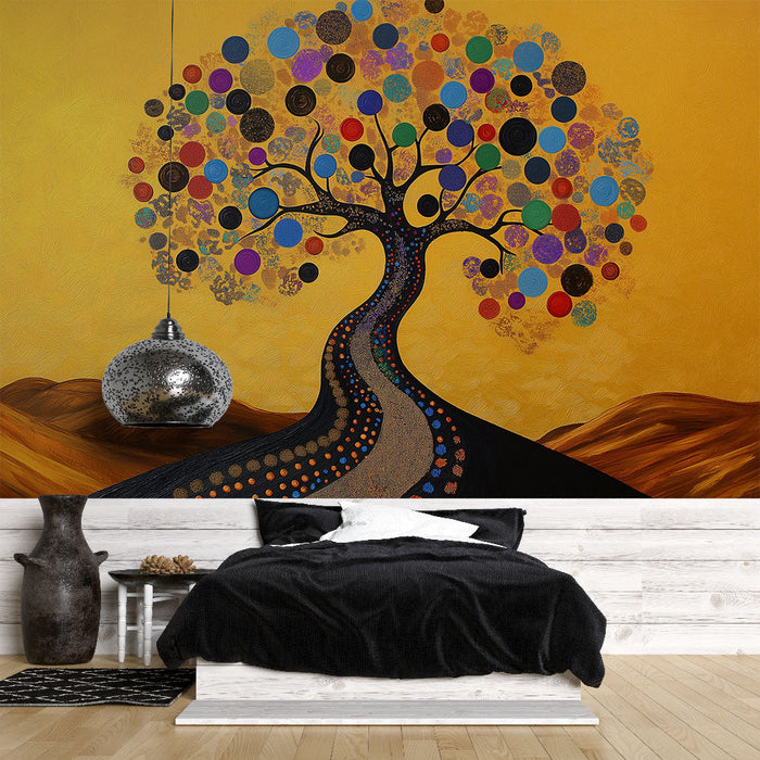 Muralna ozadja drevo življenja | drevo življenja na zlati podlagi