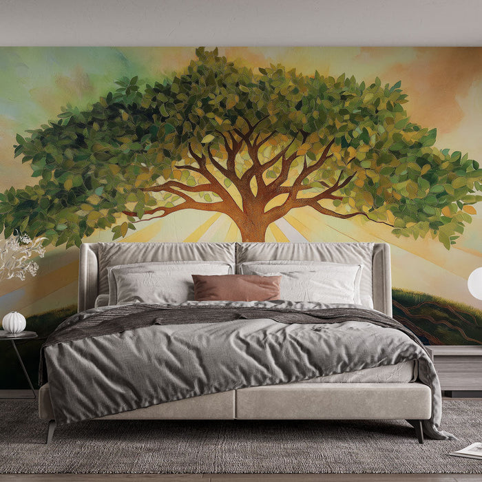 Carta da parati albero della vita | Albero maestoso con radici profonde