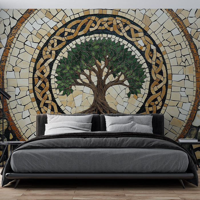 Stenska tapeta drevo življenja | Elegantna ročno izdelana mozaik umetnina