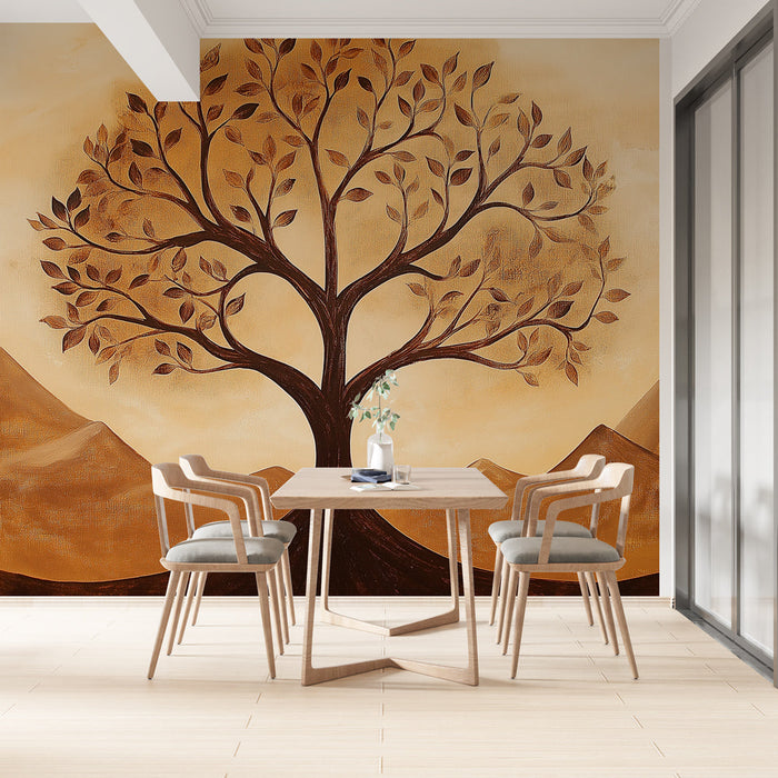 Foto Behang levensboom | Elegant patroon met aardse tinten