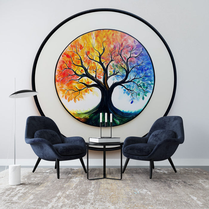 Fototapet yaşam ağacı | Canlı bir palet içinde gelişen sanatsal bir ağaç