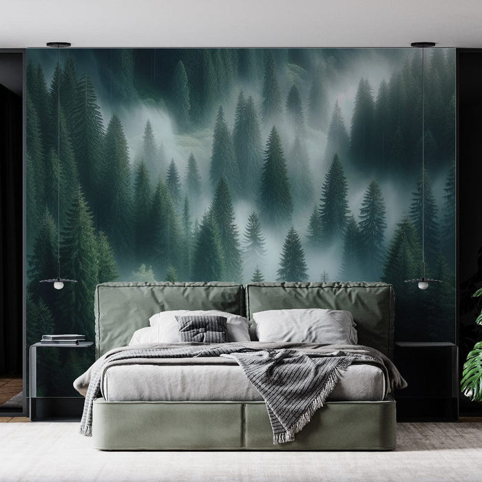 Tree Mural Wallpaper | Fir Forest Illustration