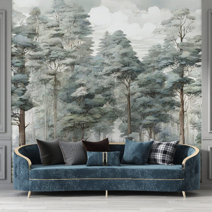 Mural Wallpaper tree | Forest oil painting style