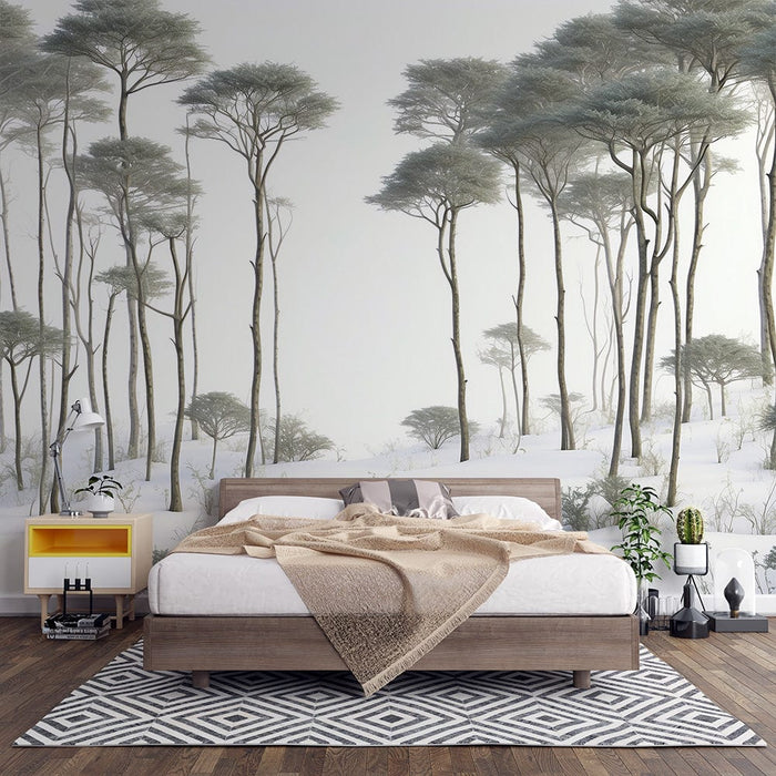 Tree Mural Wallpaper | Forest in White Sand