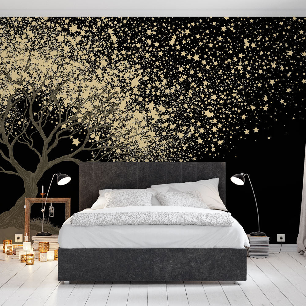 Foto Behang boom ster | Majestueuze boom die gouden sterren uitstraalt —  WonderMural, image size:1000x1000