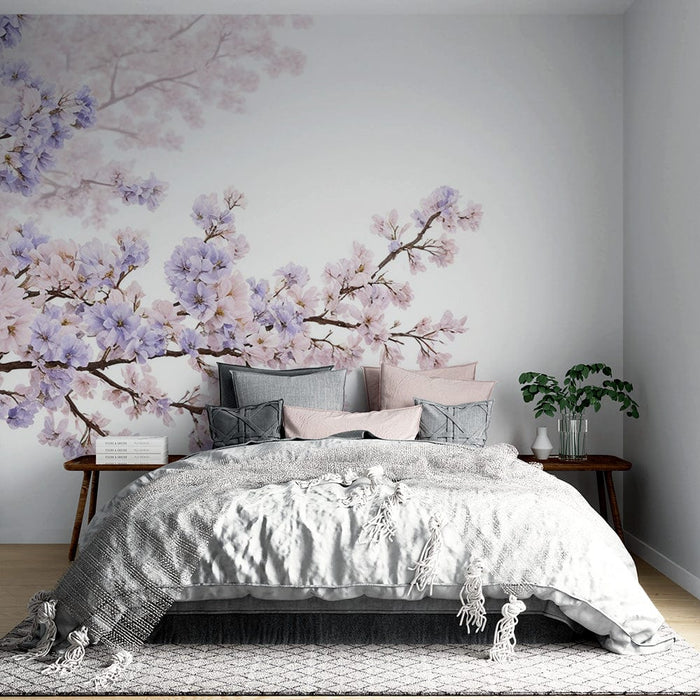 Mural Wallpaper tree | Branch of pink and purple flowers