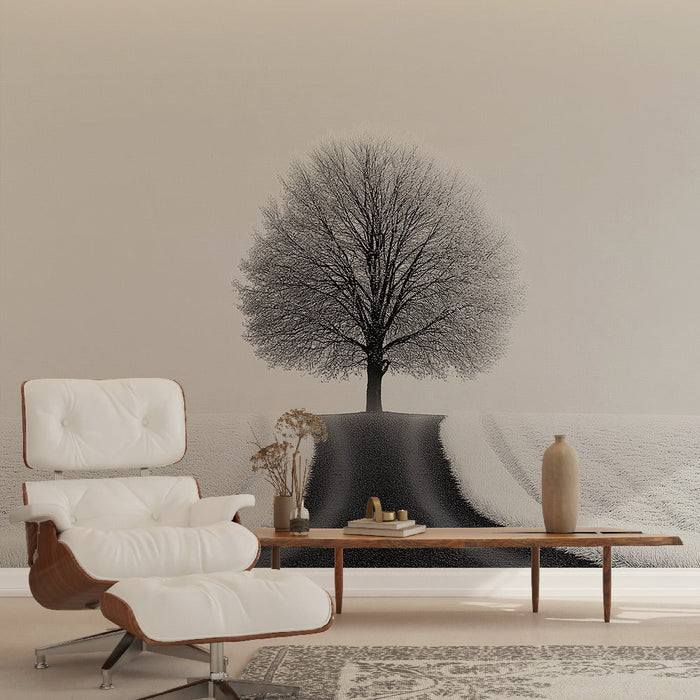 Tapeta minimalistický strom | Osamělý strom na uklidňujícím bílém pozadí
