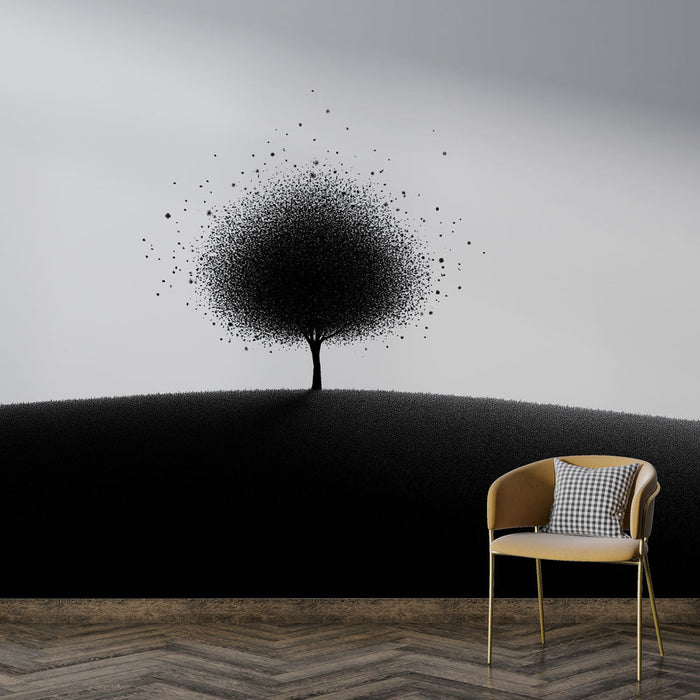 Papel pintado árbol blanco y negro | Minimalismo