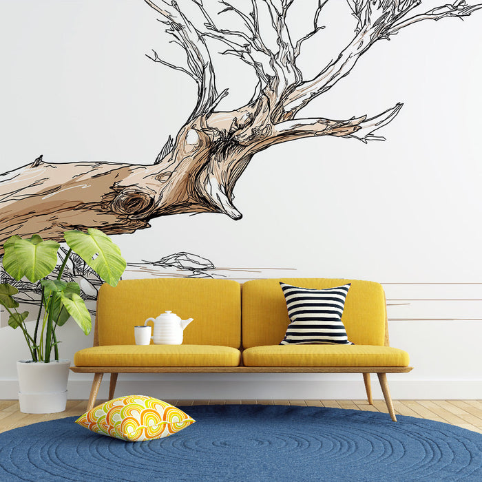 Тапет със стилизирано дърво | Елегантно и нарисувано дървоен стъбло