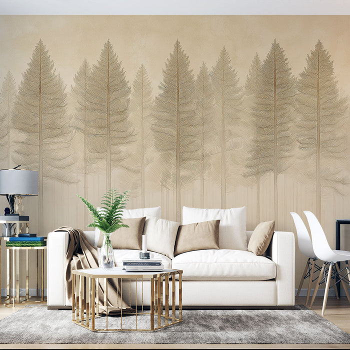 Tapeta stromy v siluetě | Jemný les v jemných odstínech