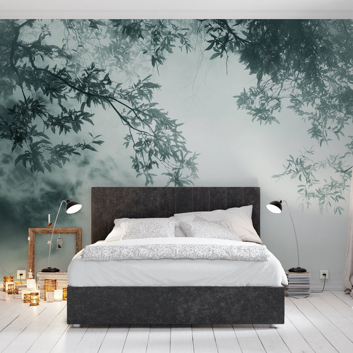 Muralna tapeta drevesa in listje | V megli
