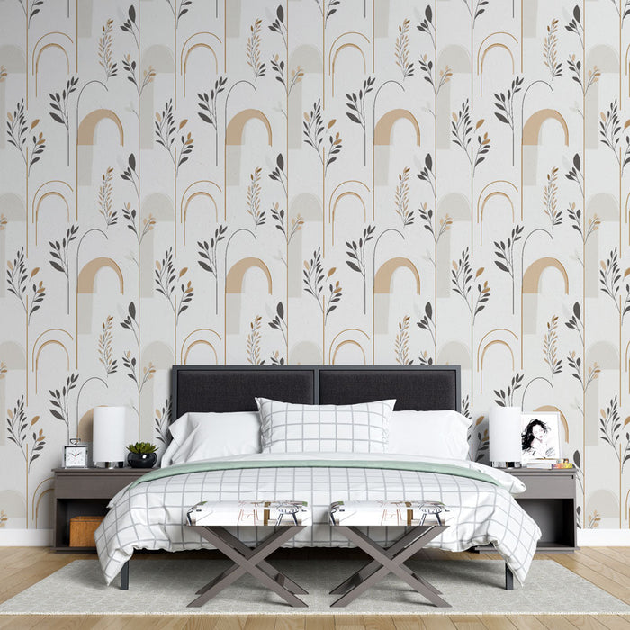 Дъгови тапети и листва | Меки геометрични и цветни модели