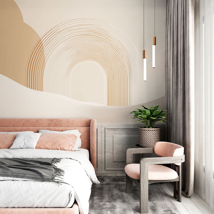 Mural Wallpaper minimalist rainbow | Abstract design with delicate lines