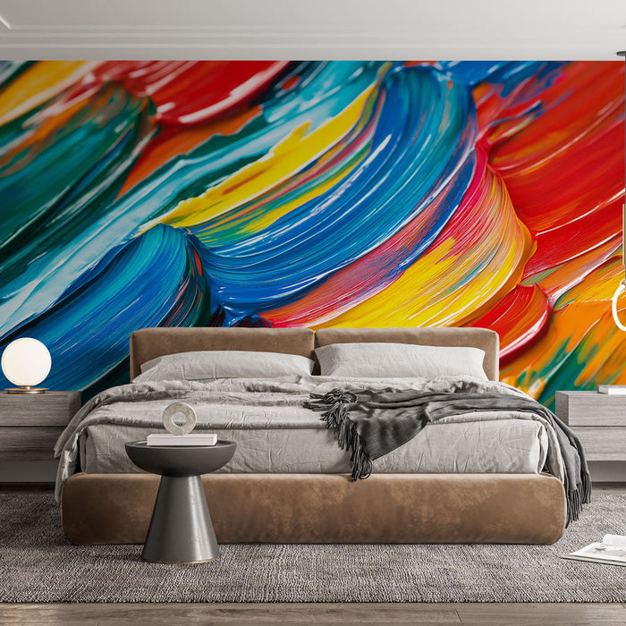 Foto Behang regenboog | Panoramisch olieverfschilderij