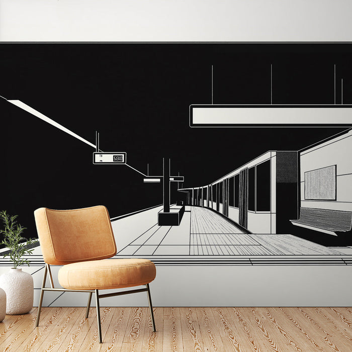 Mural Tapet arkitektonisk | Stilisert visning av en moderne metrostasjon