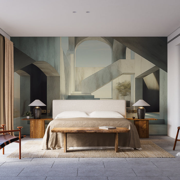 Fototapet modern mimari | Merdivenler ve doğal ışıkla minimalist iç mekan