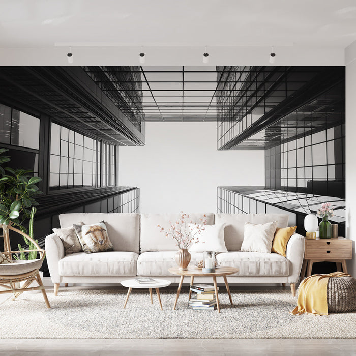 Tapet modern arkitektur | Unik perspektiv på glasbyggnader