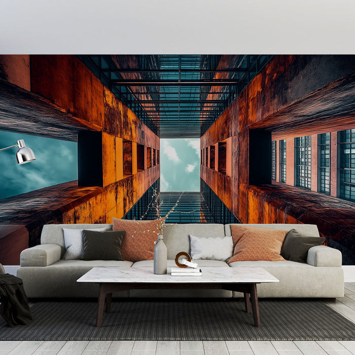 Tapeta nowoczesna architektura | Widok z lotu ptaka na nowoczesną strukturę