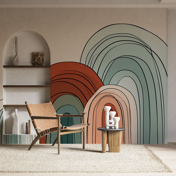 Tapet cu arce colorate | Model abstract de suprapuneri geometrice