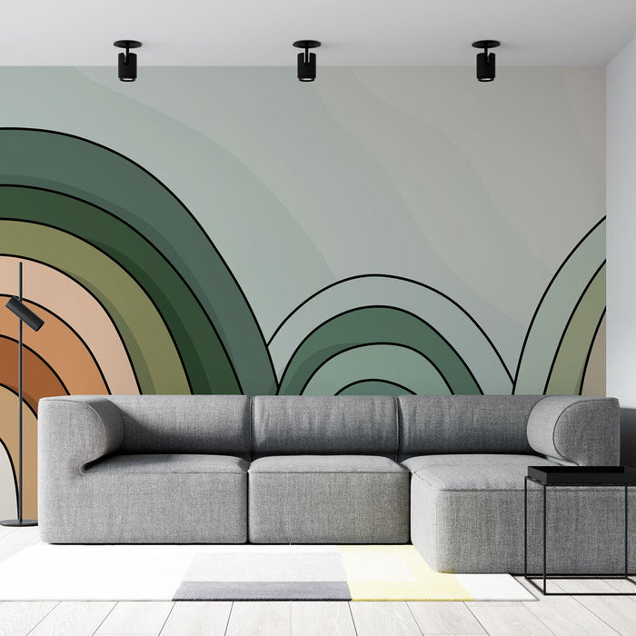 Tapete цветни дъги | Абстрактен модел с меки и органични тонове