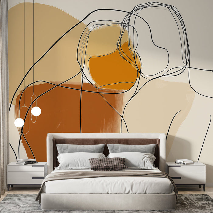 Tapeta moderní art deco | Objímající se pár