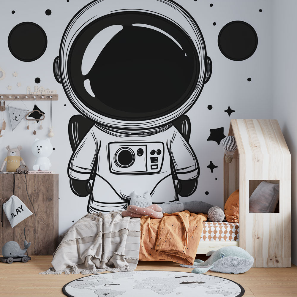 Papel pintado Astronauta | Lindo astronauta rodeado de estrellas y pla ...