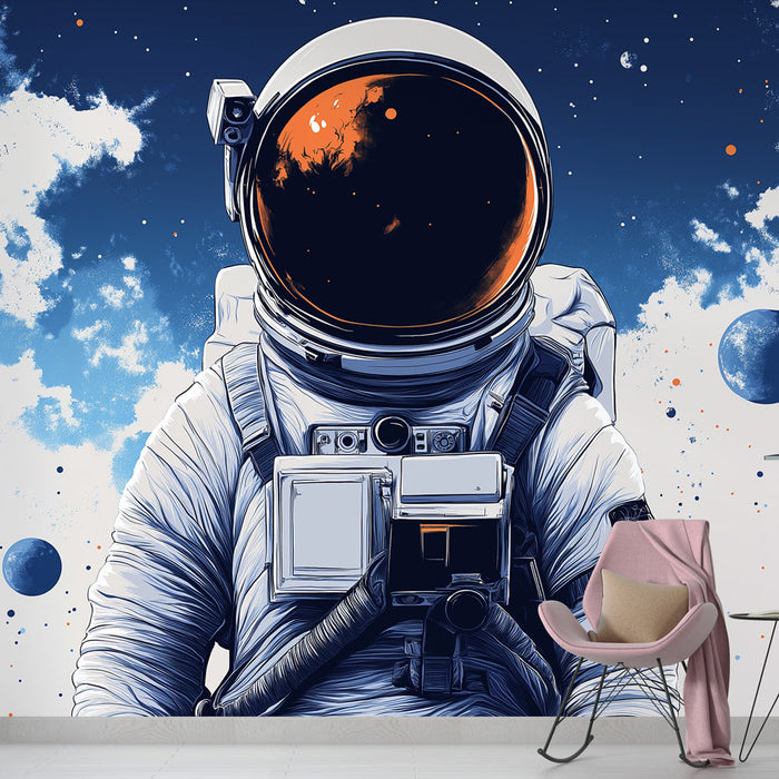 Tapeta astronaut | Stylizovaný astronaut v sytém kosmu