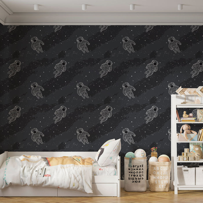 Tapet astronaut | Motivul astronautului în gravitație zero pe un fundal stelar