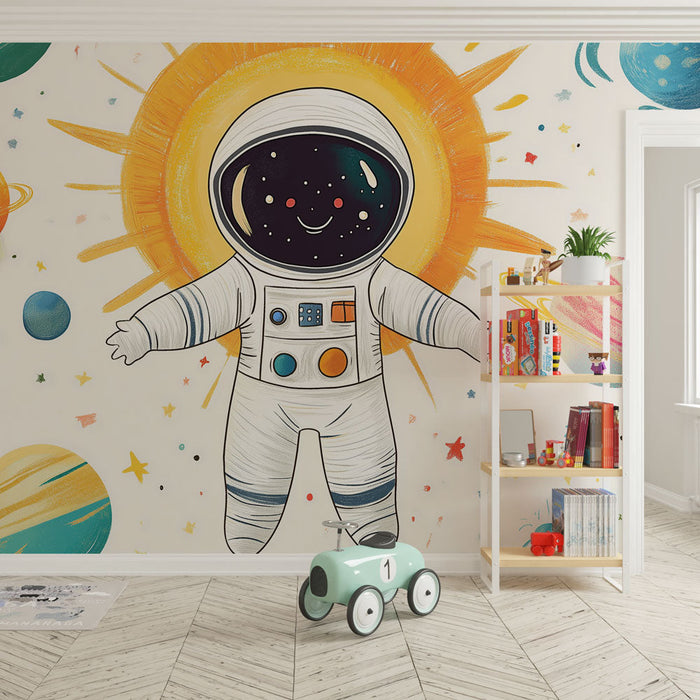 Fototapet astronaut | En fargerik og leken dekor i rommet