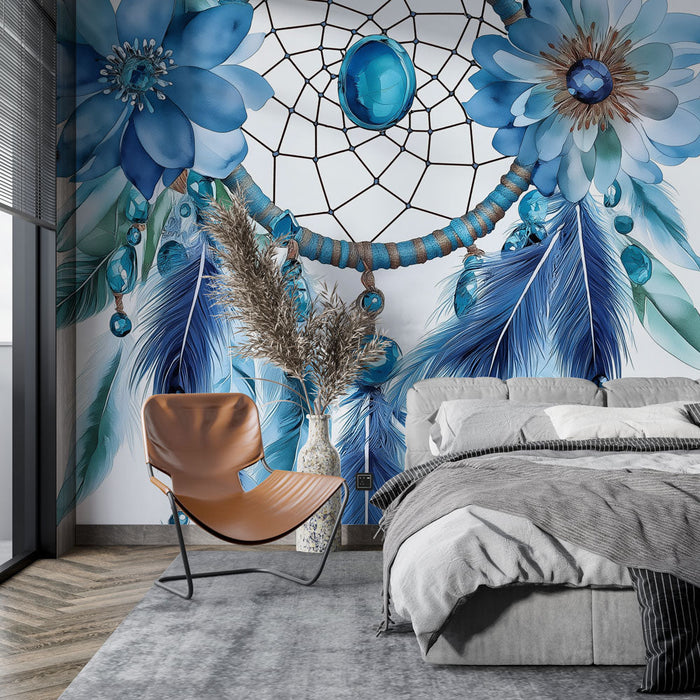 Mural Wallpaper blue dream catcher | Elegant and Soothing