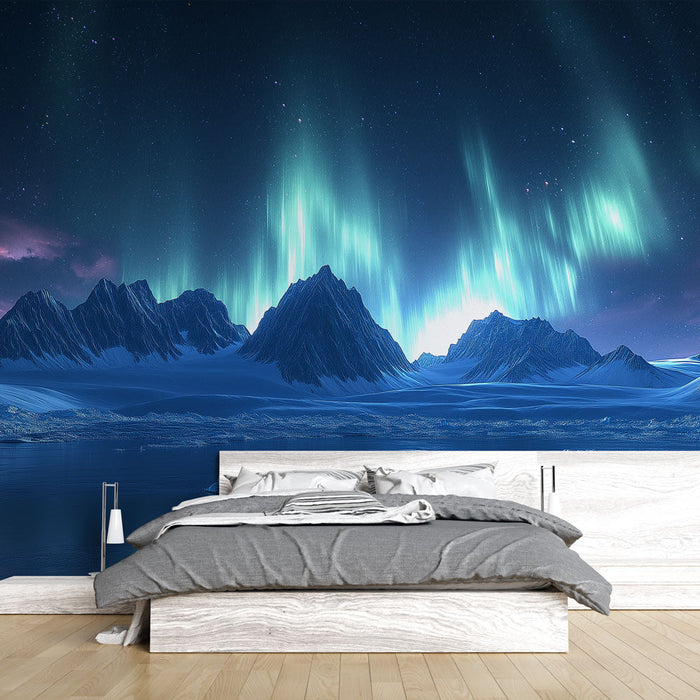 Mural Wallpaper severni sij | Iskrivo nebo in veličastne gore