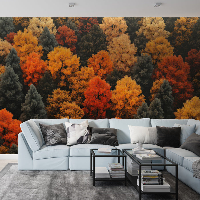 Mural Wallpaper autumnal | Tree leaves in bright and warm colors