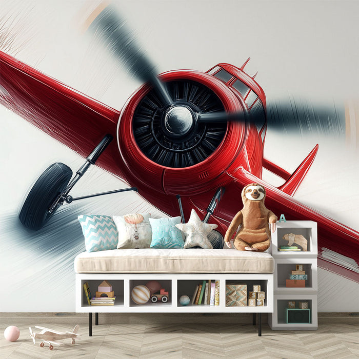 Falikép repülőgép | Klasszikus piros repülőgép akcióban