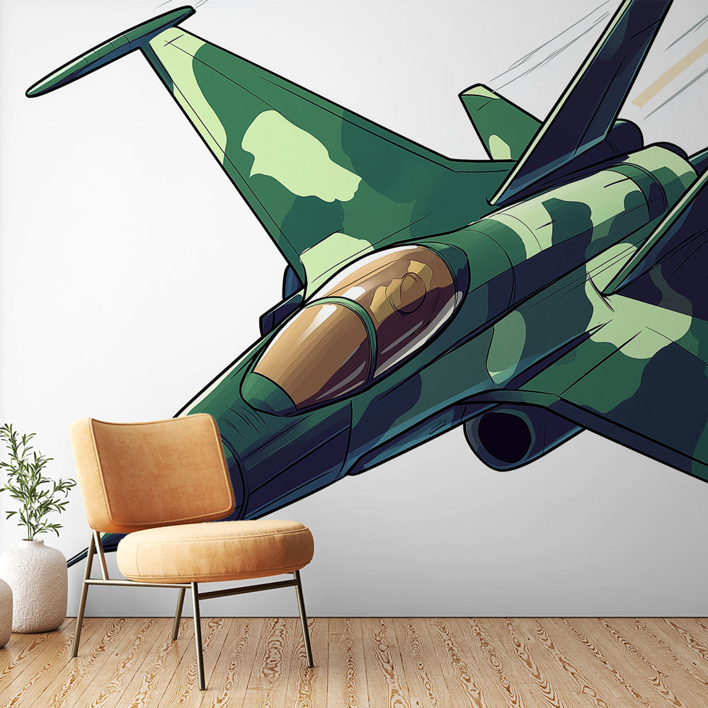Mural Wallpaper fighter jet camouflage | Stylized combat aircraft with —  WonderMural, image size:1000x1000