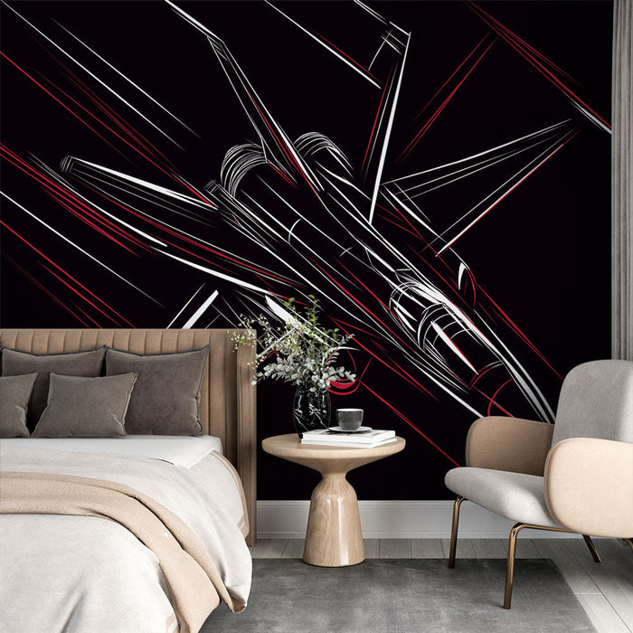 Mural Wallpaper jagerfly | Stilisert design av et raskt bevegelig jetfly