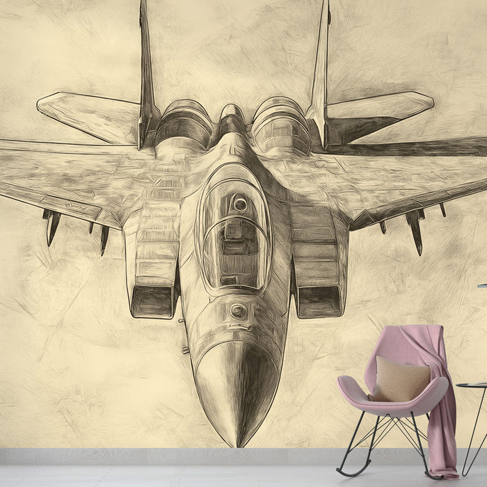 Papel pintado fighter-jet | Ilustraciones artísticas de un avión de combate en vista aérea