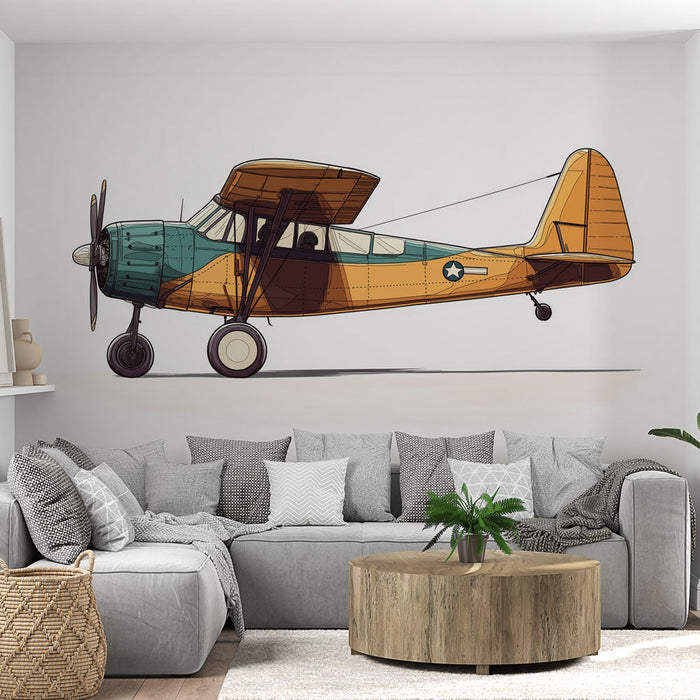 Tapeta vintage letadlo | Retro styl letadla s jasnými barvami