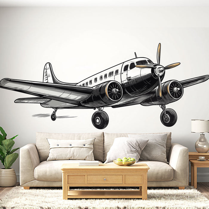 Muralna tapeta vintage letalo | Retro ilustracije propelerskega letala
