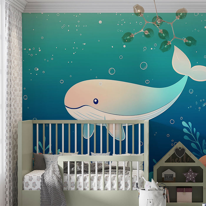 Tapet balenă | O lume subacvatică liniștitoare cu o balenă veselă