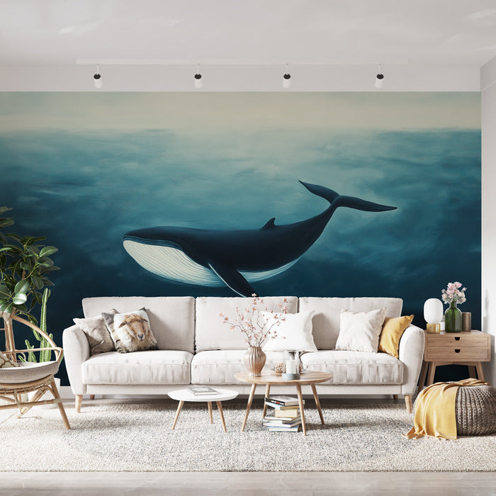Muralna tapeta kit | Veličasten kit, ki plava v globokih vodah