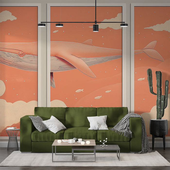 Fototapeet vaal | Majesteetlik vaal ujumas pehmes koralltaevas