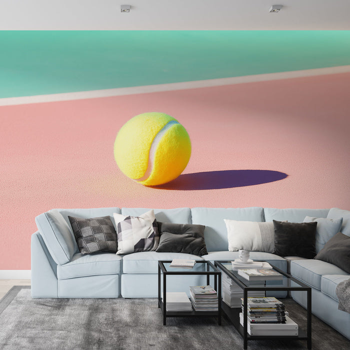 Fototapet tennisboll | Levande gul boll på pastellbakgrund