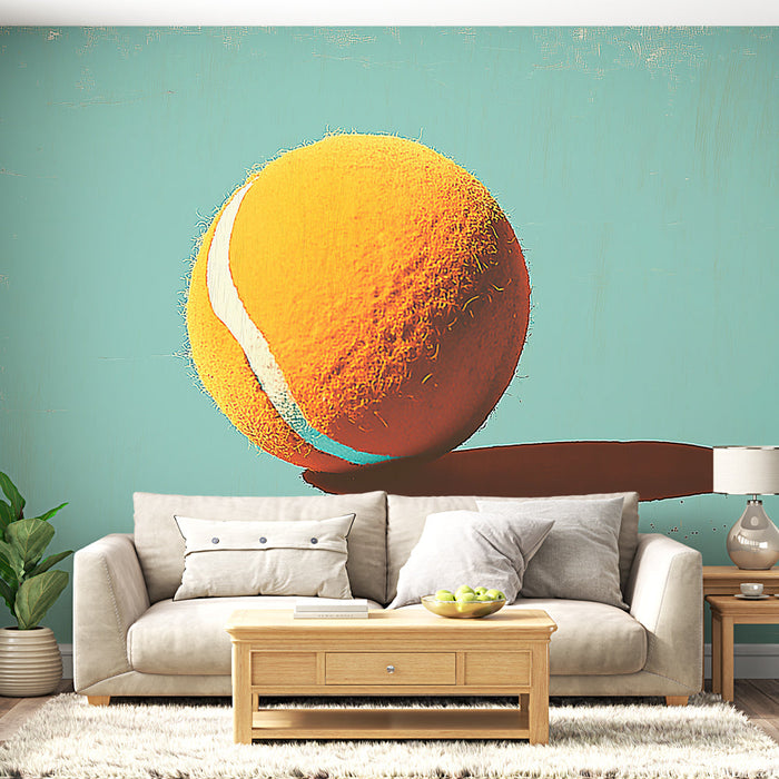 Tapetti tennis-ball-1 | Oranssi purkaus turkoosilla taustalla